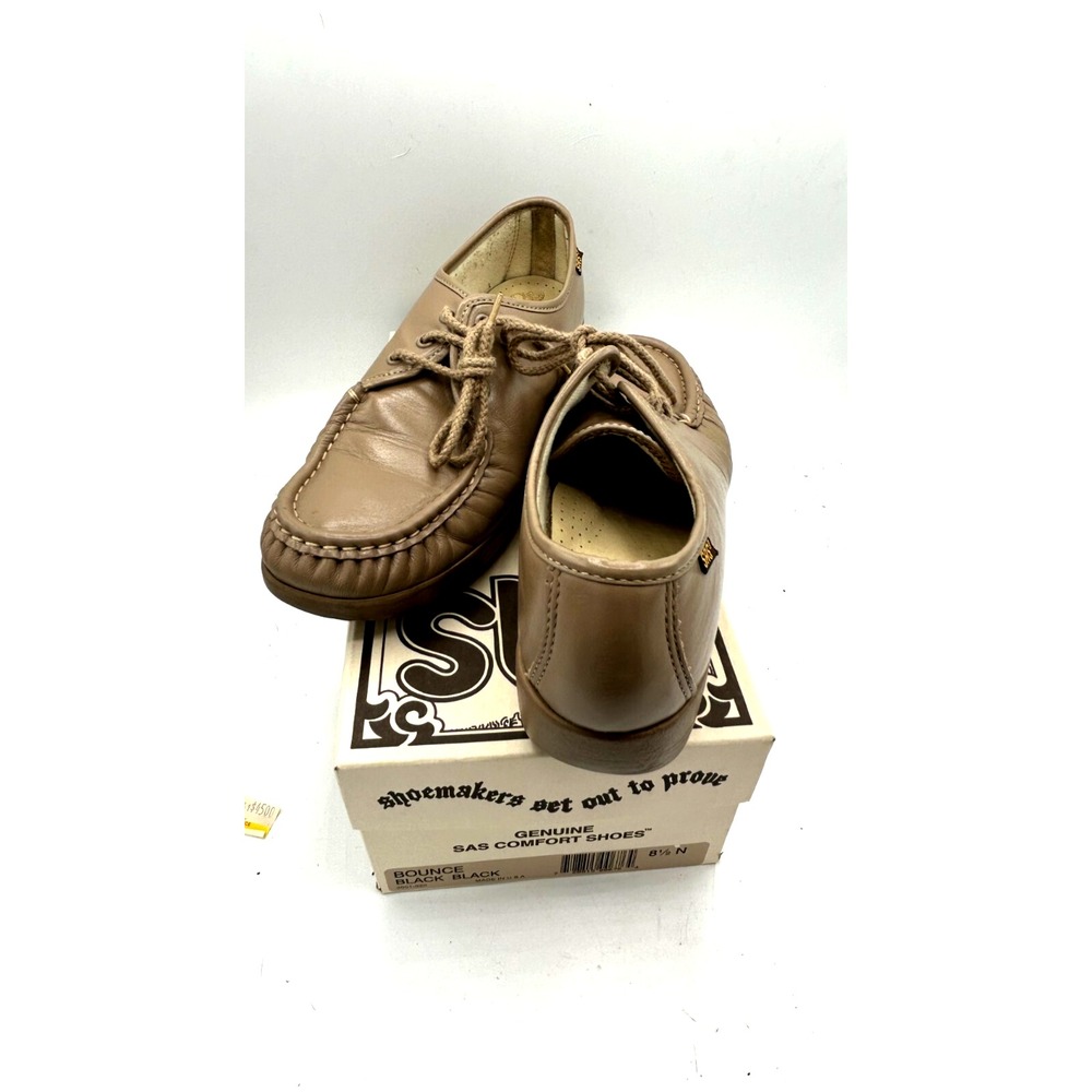 SAS Women's Siesta Lace Up Loafers Sz 8.5 N Mocha Moc Toe Comfort Padded Arch